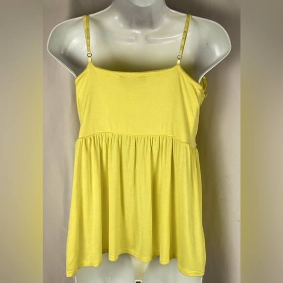Blue B Collection Women’s Size L Top Yellow Eyelet Lace Flowy Boho Padded - Picture 2 of 10